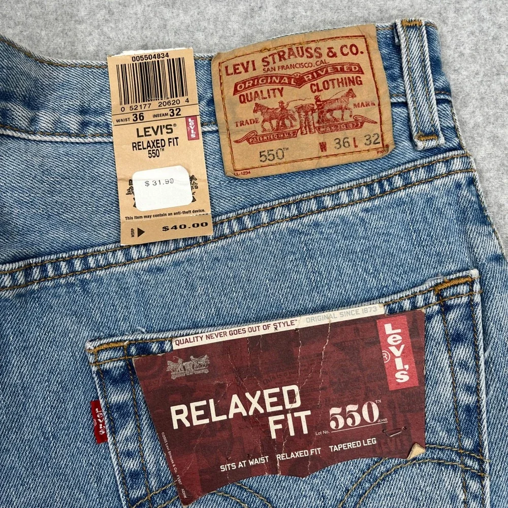 Levis 550 Jeans Mens 36x32 Blue Relaxed Fit Taper Vintage 2007 Y2K Deadstock NWT